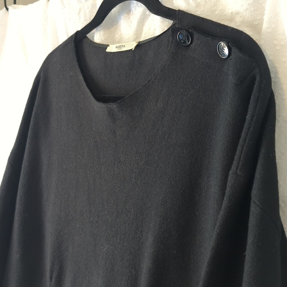 Barena Black Long Sleeve Dolman Drop Shoulder Midi Dress Size IT44, US 8-10